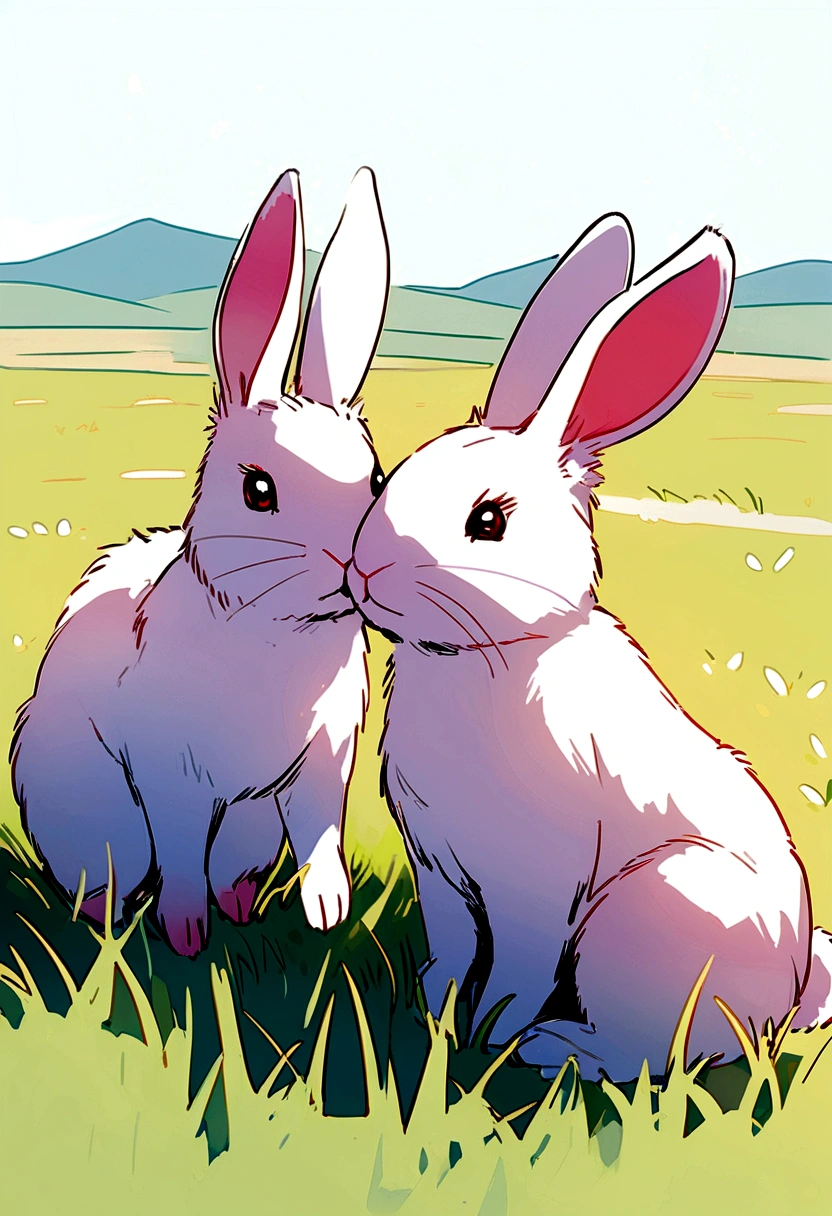 Animal rabbits,In the grassland