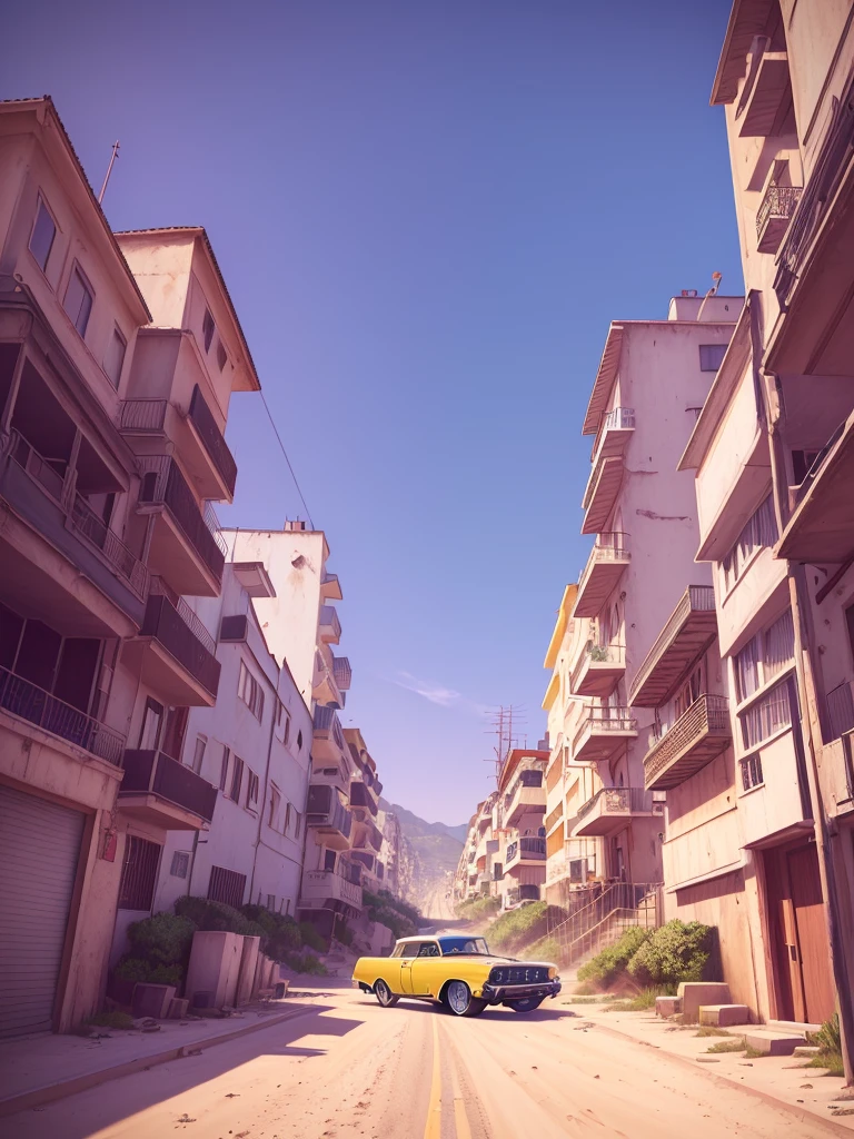 gta 6 landscape, gta vi style, gta6 art, beach, lowrider car
