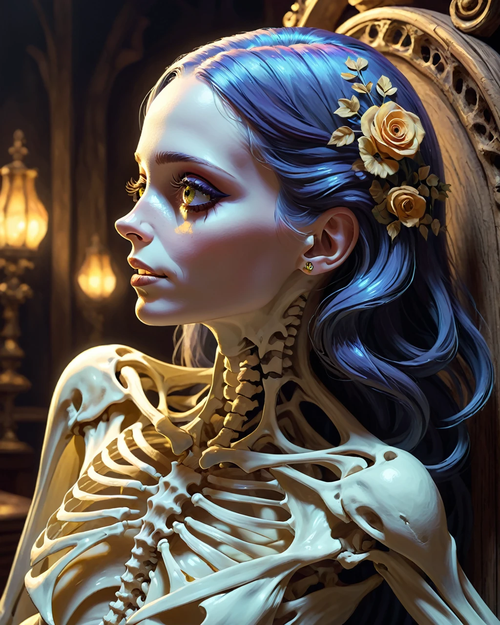 エロチックな日本womanがwomanが変身する [woman:skeleton:8] 古く薄dark和室, Gold inlaid bones,昔のwomanの髪型、緑colorの着物、 Complex, (Very exquisite oil painting:1.2), Glow effect, Godley, Written by hand, give, 8K, octane give, Cinema 4D, Blender, dark, atmospheric 4K ultra detailed, Cinematic and sensual, Sharp focus, Humorous illustrations, Large depth of field, masterpiece, color, 3d octane give, 4K, Concept Art, Trending on Art Station, Surreal, Vivid color, 非常に詳細な CG ユニティ 8K 壁紙, Trending on Art Station, Trending on CGSociety, Complex, High detail, dramatic