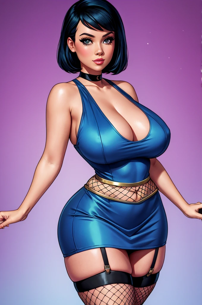 star trek, woman in short dress, curvy, pinup, fishnet stockings