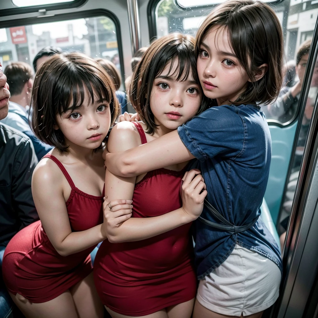 Garota de 10-year-old linda, 10-year-old, crowded train full of horny men, garota de 10-year-old peitos enormes empinados bicos dos seios rosa sobre um vestido vermelho super justo e grande Decode pernas macias um salto alto bico de agulha, 10, years short bob hair, bothered, shy, sem nfsw, Not Nsfw, refuse nsfw, bus full of men, beautiful and cute girl, molestation, sem nfsw, bukkake, ((no nfsw)) standing man from behind, bothered, body soaking wet, man hugged the girl, garota de 10-year-old pequena um homem por trás, extreme short tight dress