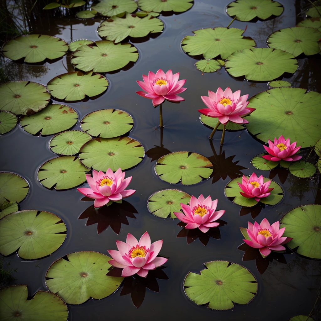 Beuatiful red lotus blooming in the lake