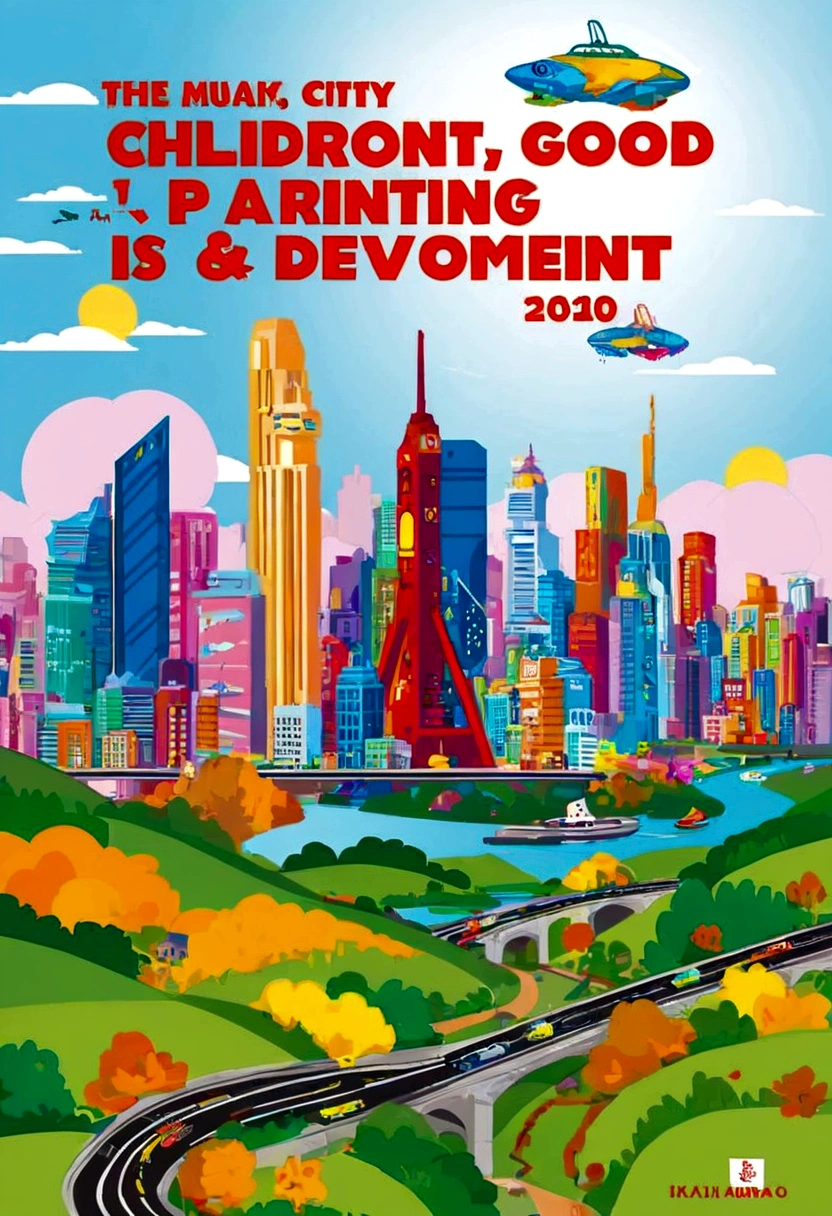 画一幅关于表示futureCitygood的，The key word is children&#39;s painting，Simple，Science Fiction，future，Science Fiction意识，common sense，Scientific and technological development，City，good，No characters
