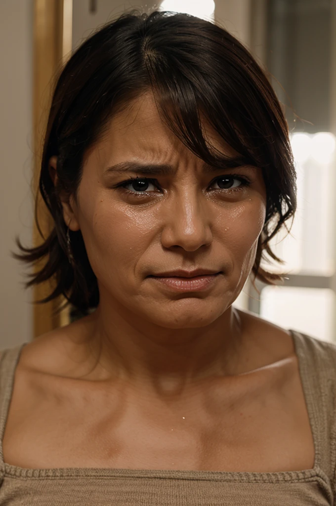 woman images,、Face close-up、Smooth Skin、masterpiece、Highest quality、8K Photo、woman, Age 25、girl、From below,((Facing forward,Look Up,The nasal cavity is visible,Looking up at the sky))((Severe pain,Shouting loudly,Great scream))((crazy eyes, raised eyebrows, furrowed brow, crazy, pain, screaming))