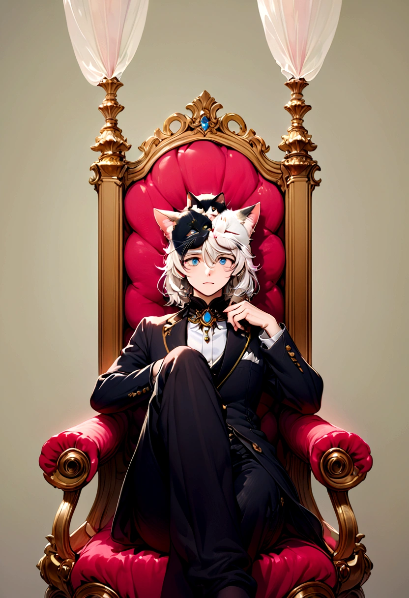 Feeling comfortable:1.5,No background、Cat on the head