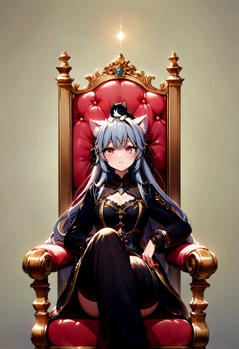 Feeling comfortable:1.5,No background、Cat on the head