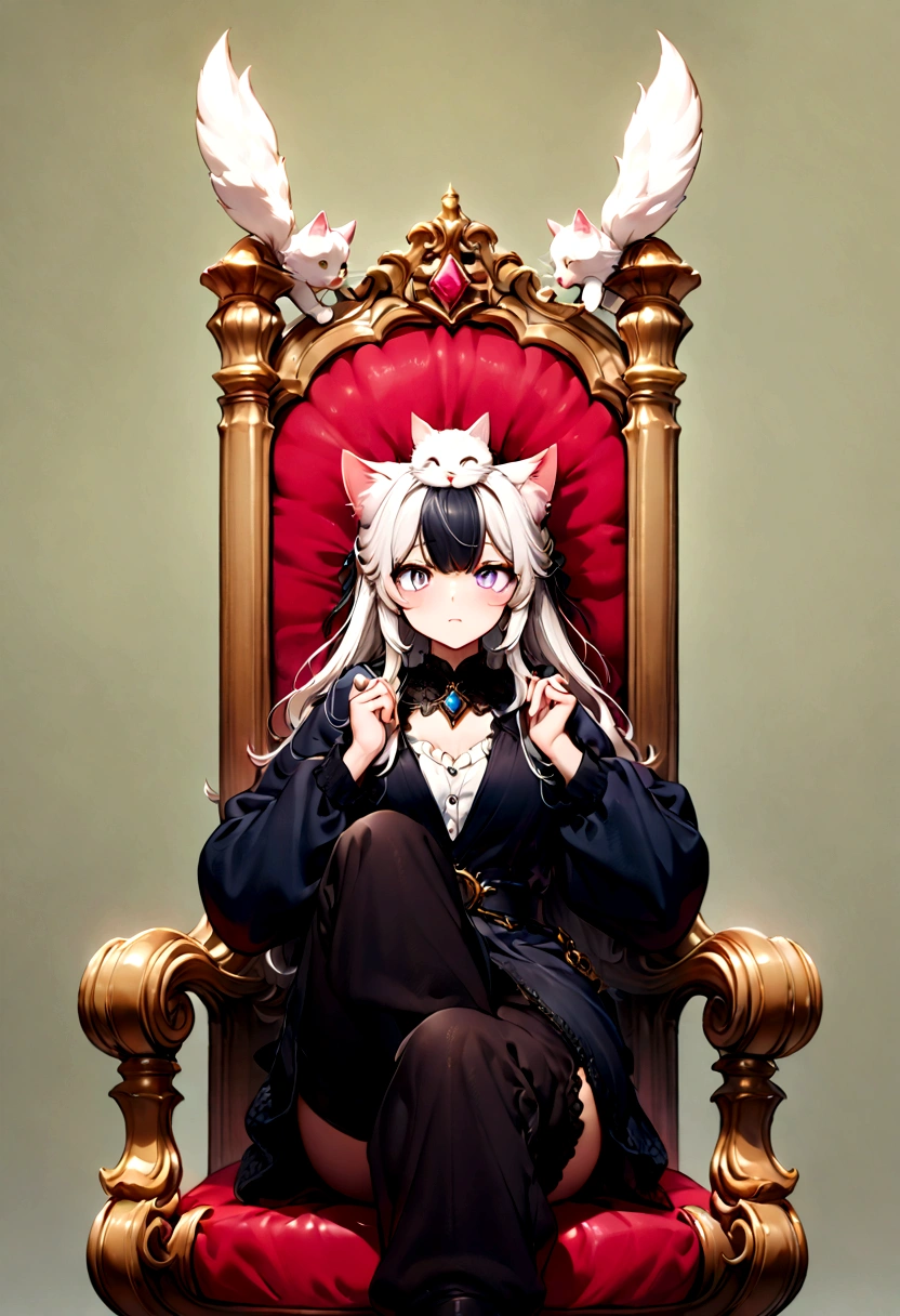 Feeling comfortable:1.5,No background、Cat on the head