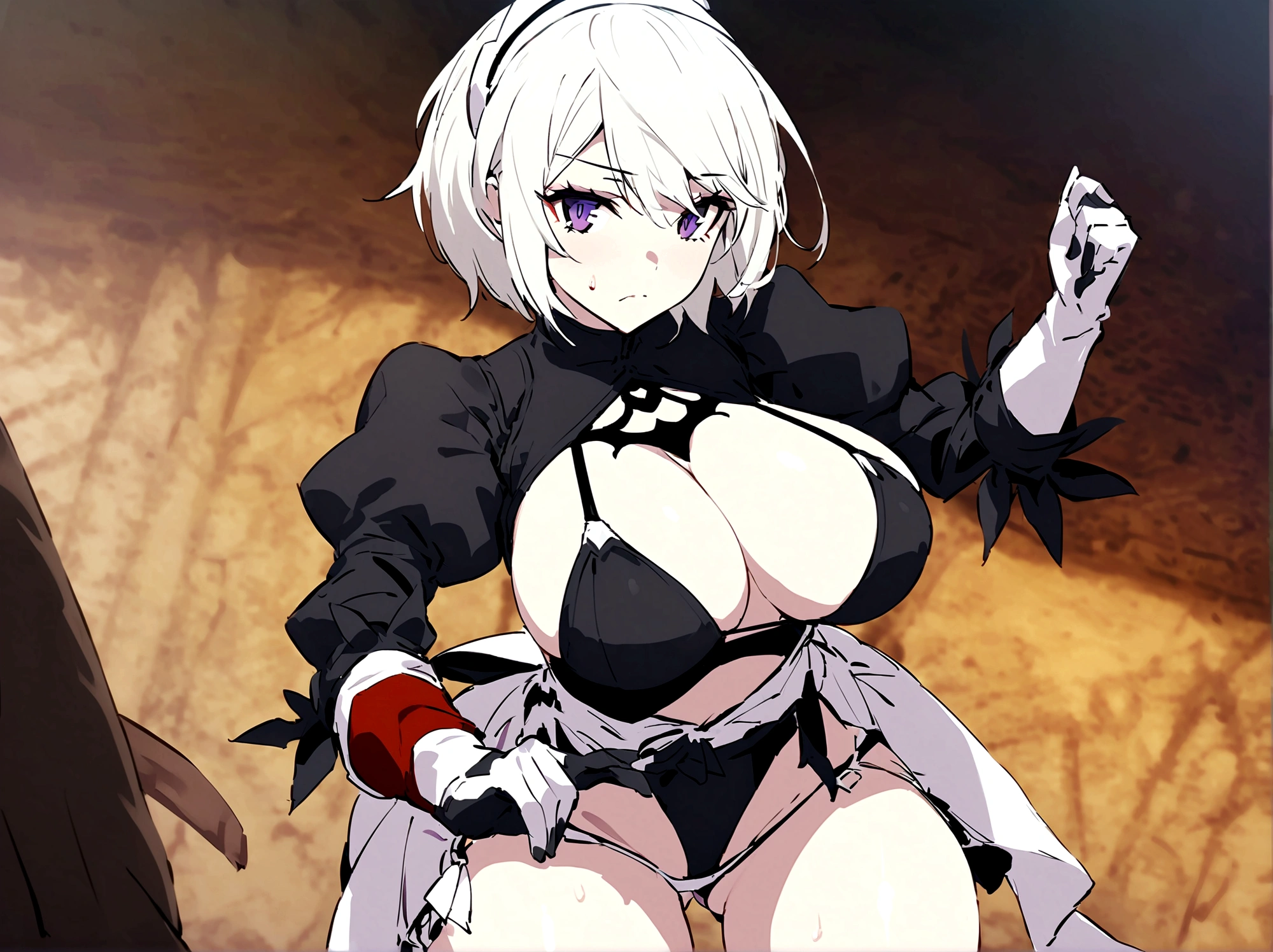 (((NIER AUTOMATA VER1))) Every body showing its ass or butt animates the drama of the scene, while the 2D anime-style Nier Automata VER1 brings a futuristic feel to the action. **Dicas:** *BLOOD around ,long red hair huge breasts thin bikini Use descriptive and evocative language to create a vivid image in the reader&#39;mind BLOOD around the body. * Be specific about scene details, like the environment, The character&#39;the appearance and type of attack she is carrying out. * Use strong action verbs to convey the dynamics of the scene. * Incorporate sexy huge breasts sweat bikini elements of Nier Automata VER1 style, such as gothic aesthetics and existentialist themes.