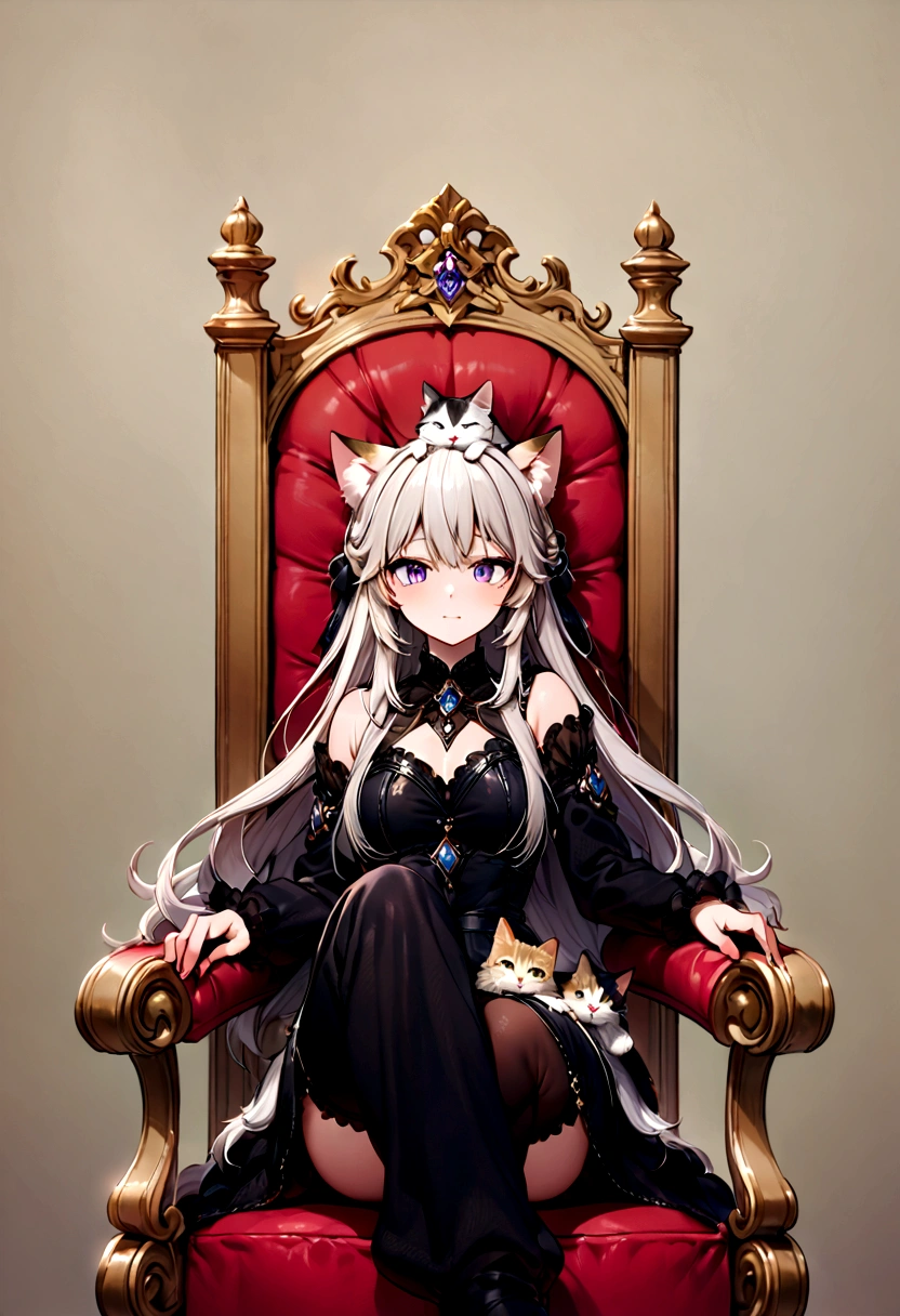 Feeling comfortable:1.5,No background、Cat on the head