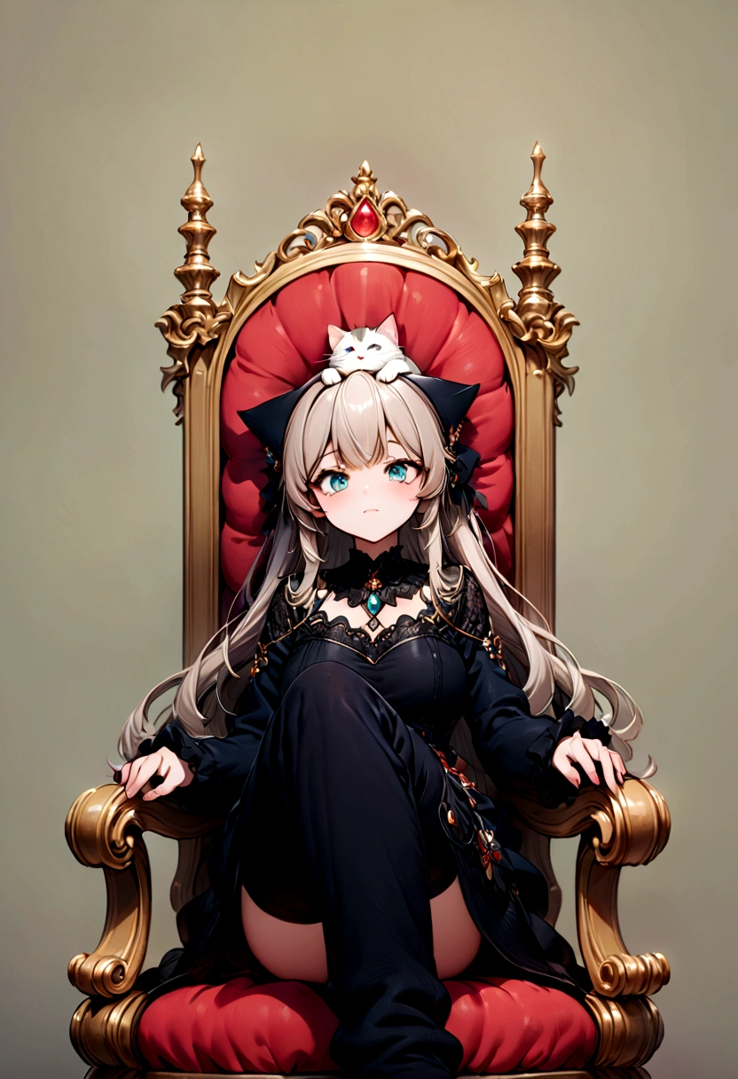 Feeling comfortable:1.5,No background、Cat on the head