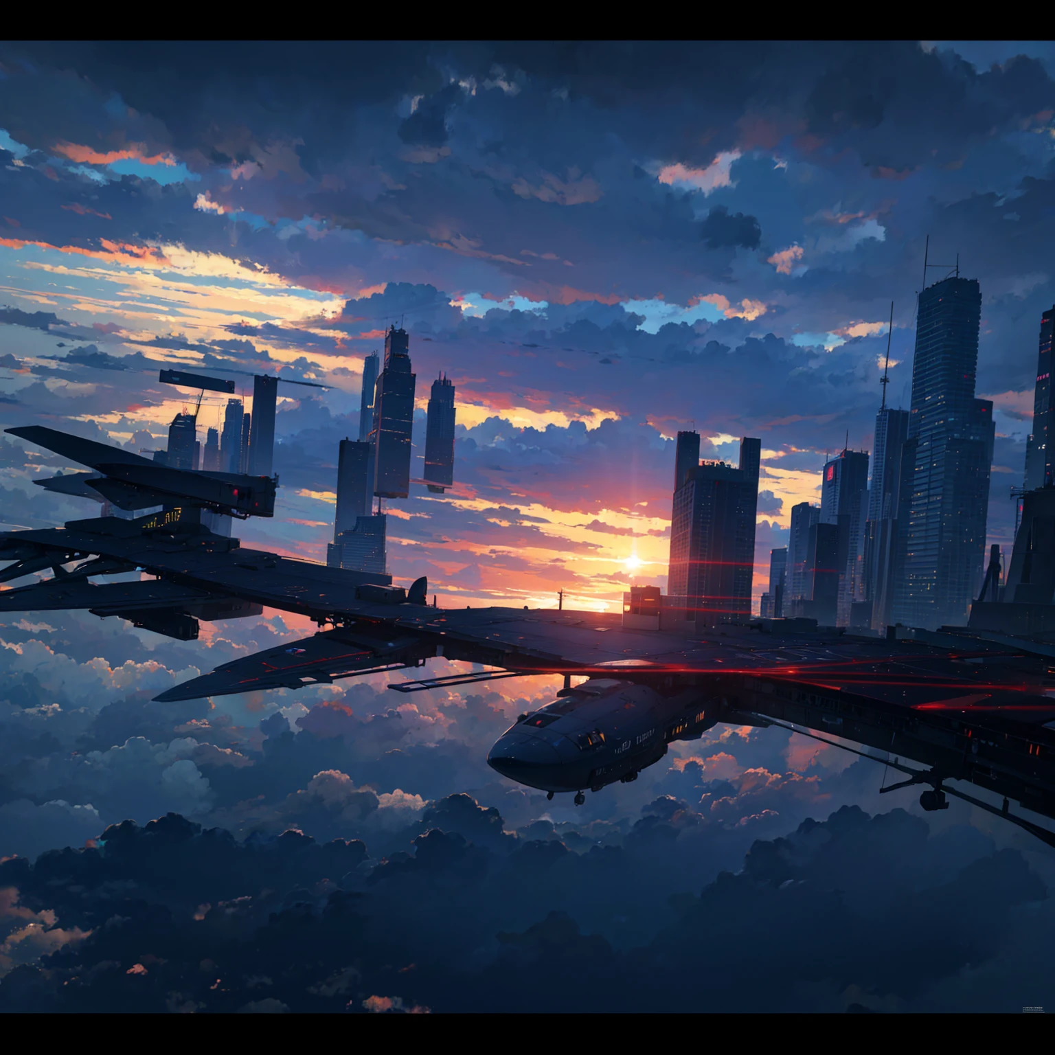 tokio, city, flying cars, neon lights, sunrise, clouds,   wallpaper, 4k, realistic