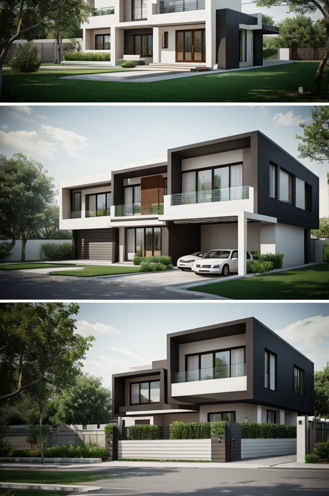 Create an images of modern architecture house with realistic render