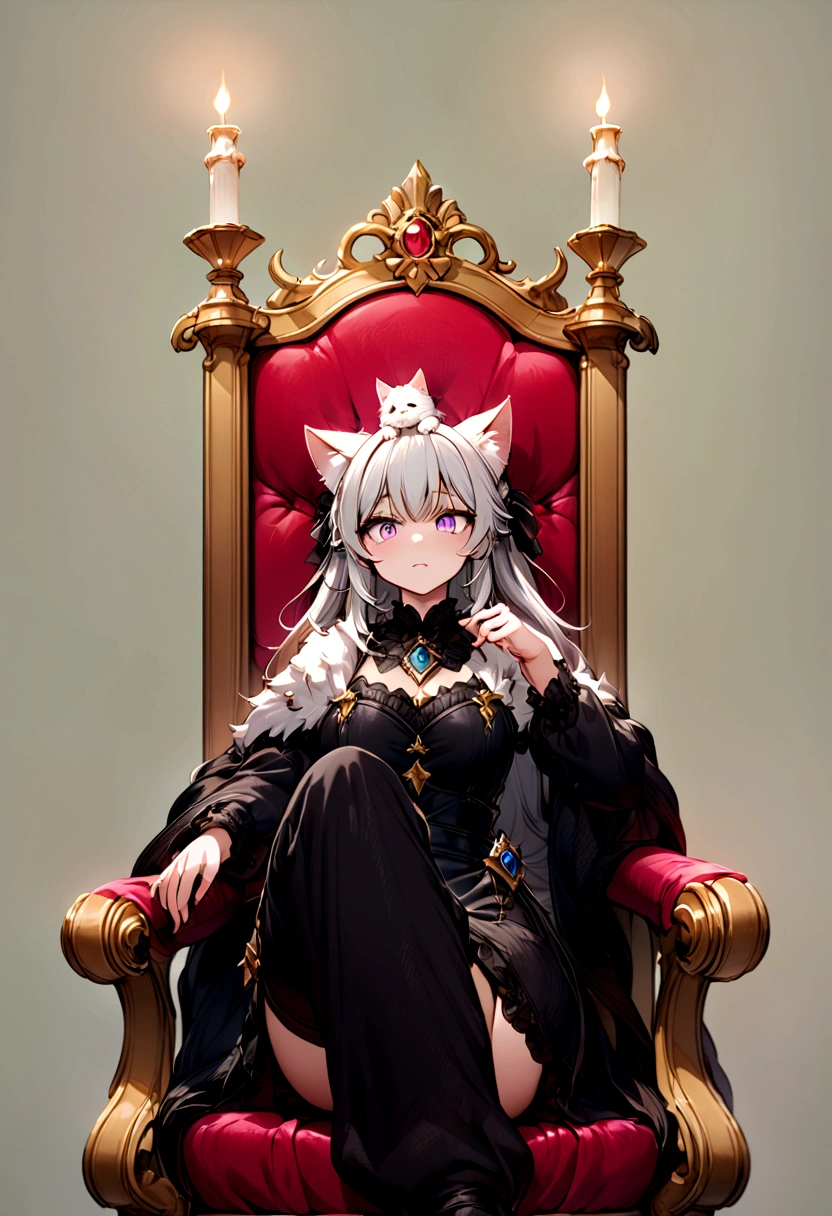 Feeling comfortable:1.5,No background、Cat on the head