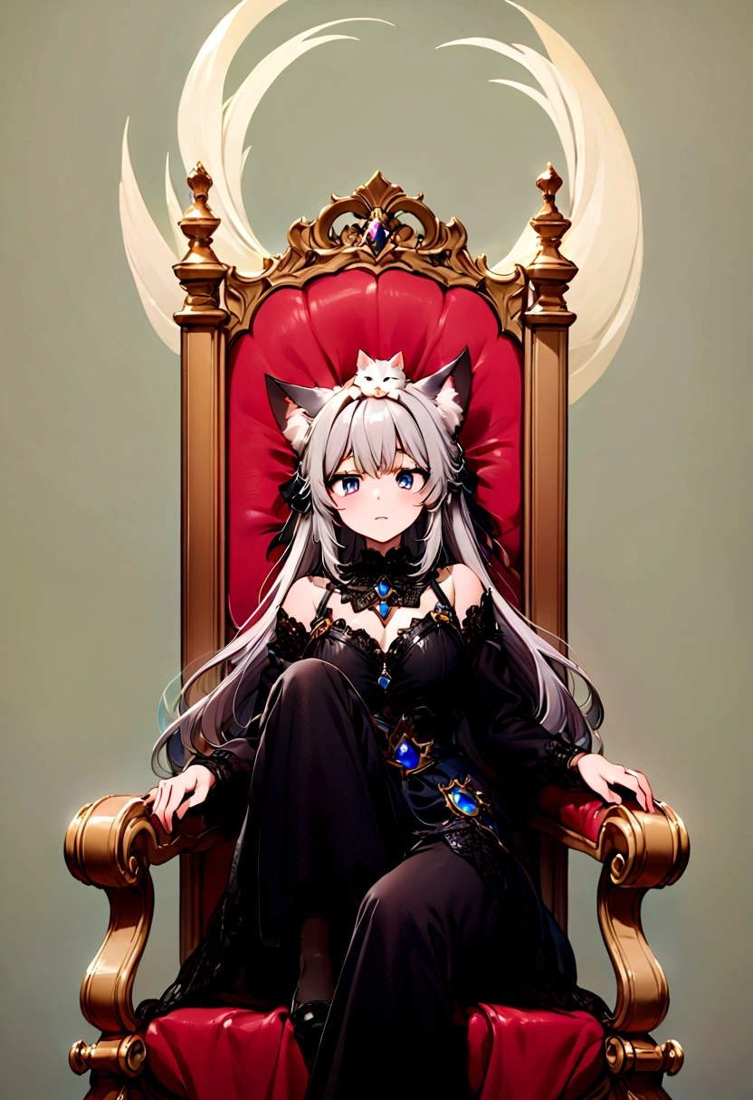 Feeling comfortable:1.5,No background、Cat on the head
