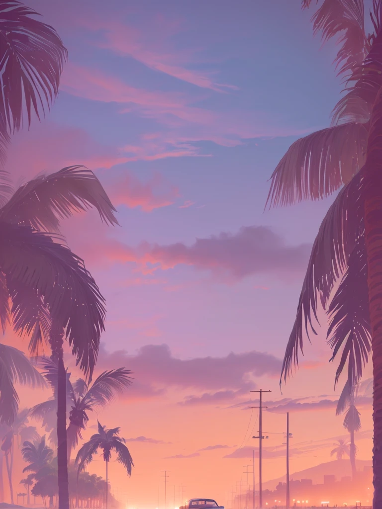 gta 6 landscape, gta vi style, gta6 art, beach, lowrider car