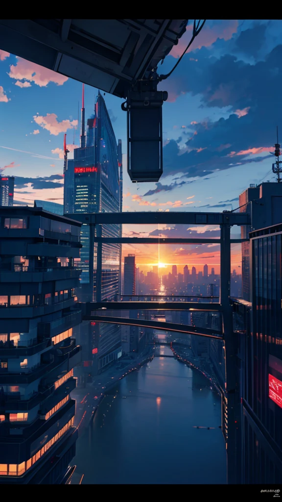 tokio, city, flying cars, neon lights, sunrise, clouds,   wallpaper, 4k, realistic