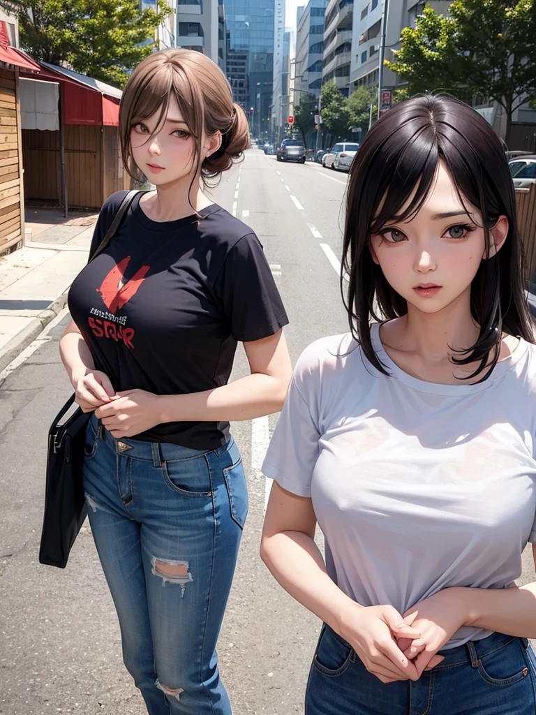 (white blouse see-through Pink bra:1.1), My pink bra can be seen through my thin blouse,
(Best Quality, 8k, 32k, Masterpiece, UHD: 1.2), Japan Beauties, Big, Very Short Bob Hair, Upper Body, Face Focus, blouse, crowded tokyo yamanote lines
, Watch Viewers