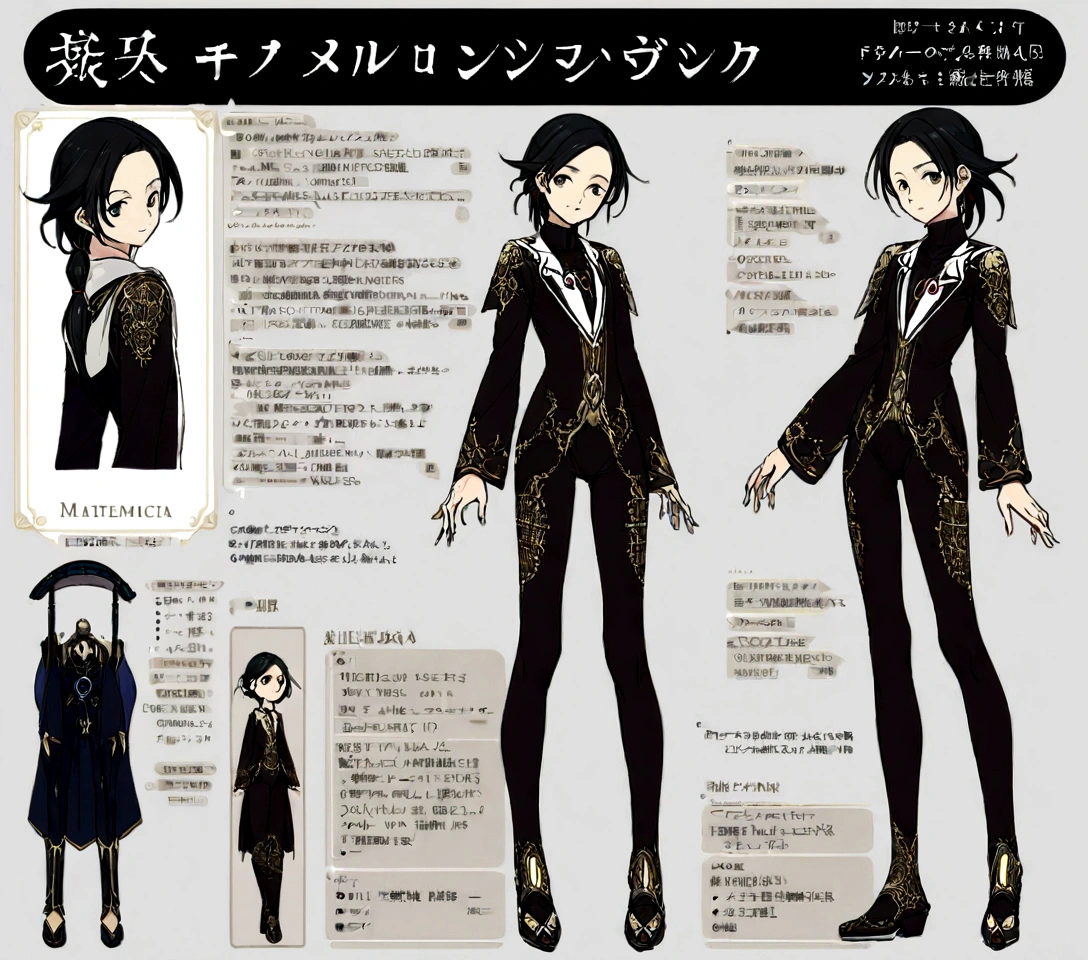 "Mathematica" character sheet, complete body, androgynous being, complete body, Penetrating and Serene Gaze, Slender and Flexible Body, Simple and Elegant Clothing, Equipment: Cosmic Pen, Infinite Book of Knowledge, Universal Quantum Computer
