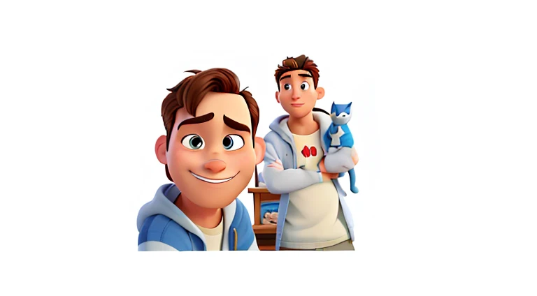 one  men, One and a woman in Disney Pixar style, high qualiy, best qualityer, catboy