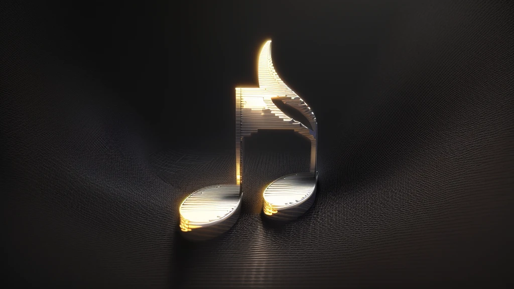 there is a white musical note with a black background, phonk music background, musical notes, plays music, music theme, music notes, music, music in the air, music album cover, ( ( ( ( 3D Rendering ) ) ) ), music is life, High-resolution wallpapers, Promotional Art, Artistic depiction, gold and silver tones, High Quality Wallpapers
