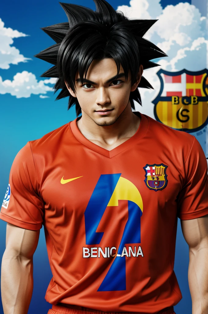 Anime Goku with Barcelona BSC t-shirt