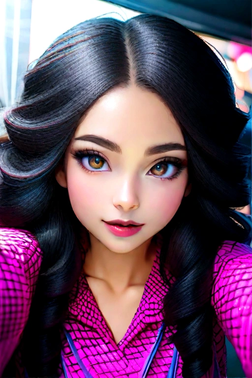 darkkin ebony 1girl, selfie photo hyper realistic curly long black hair mirror photos 8k ultra hd