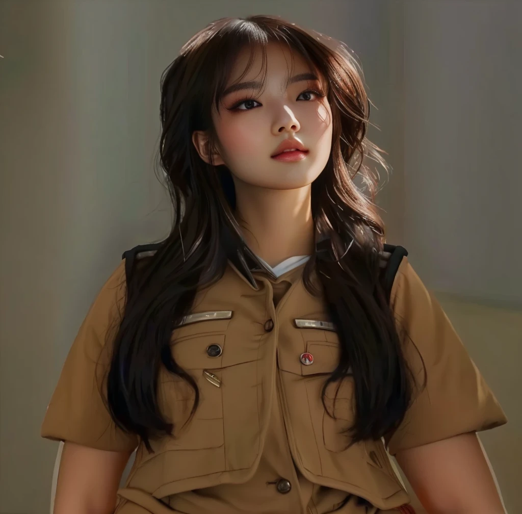 a close up of a woman in a uniform posing for a picture, artwork in the style of guweiz, guweiz, portrait of female korean idol, portrait jisoo blackpink, realistic artstyle, realistic. cheng yi, photorealistic!!!!!!! art style, jaeyeon nam, realism artstyle, realistic anime 3 d style, in the art style of bowater