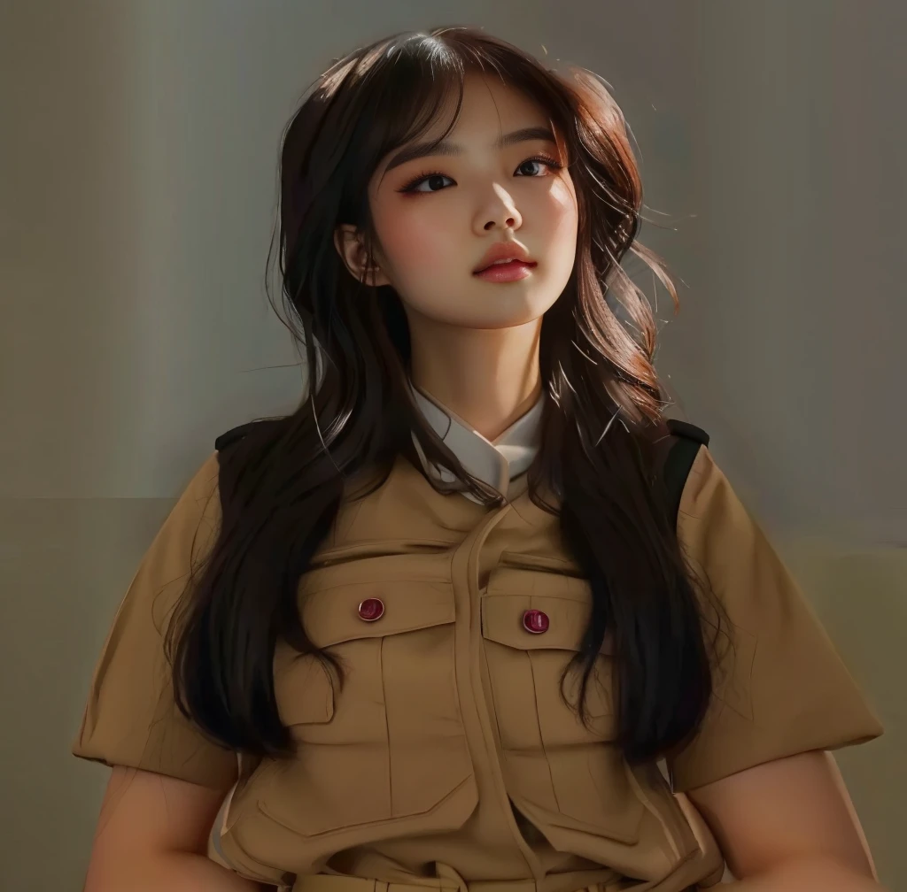 a close up of a woman in a uniform posing for a picture, artwork in the style of guweiz, guweiz, portrait of female korean idol, portrait jisoo blackpink, realistic artstyle, realistic. cheng yi, photorealistic!!!!!!! art style, jaeyeon nam, realism artstyle, realistic anime 3 d style, in the art style of bowater