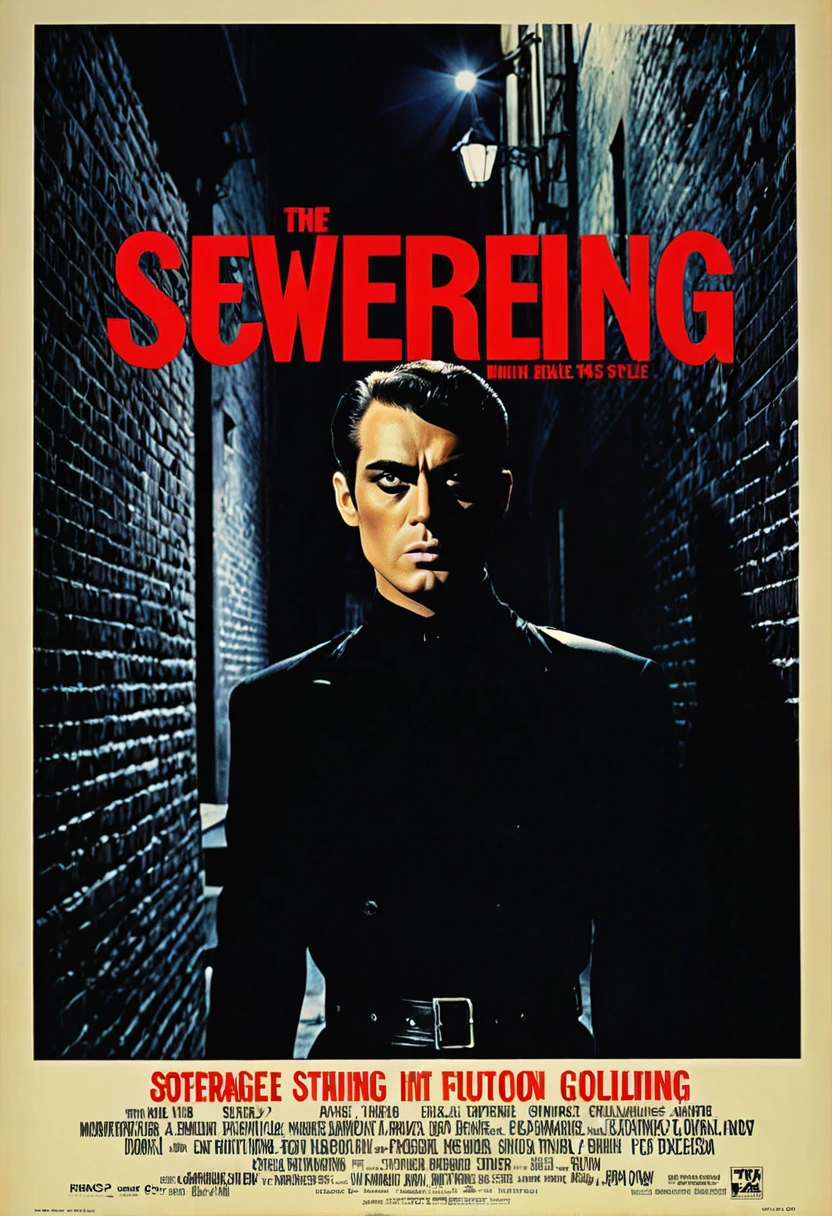 "Swearing"
**Poster Description:**
The background is dark and enigmatic, almost like a starless night. At the center, there is the figure of a murderer,with an athletic body, whose face is partially obscured by shadows and showing the same from the waist up, increasing the mystery around you. Dramatic lighting creates strong contrasts between light and shadow, highlighting only part of your face ,body and the penetrating eyes that seem to follow the viewer.
Above the killer, in gothic and red letters, is the title "Swearing", evoking a feeling of suspense and nostalgia. Na parte inferior, in smaller letters, the credit "A horror film from the 60s" reinforces the retro style, but with a modern design touch.
in the bottom right corner, a subtle detail of a dark silhouette in a dark alley, hinting at imminent danger and the film's ominous atmosphere. The poster as a whole conveys a sense of mystery, shadows and intrigue, capturing the essence of 60s horror with an updated, impactful look.