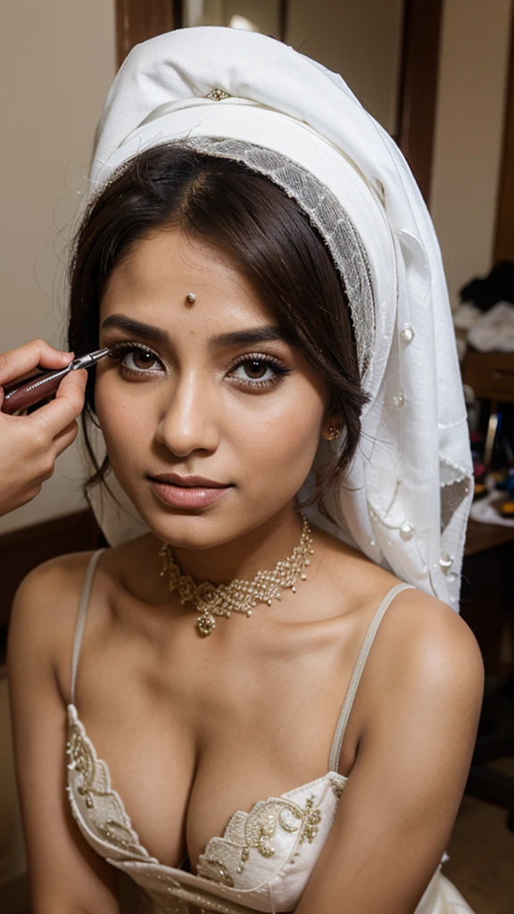 Muslim woman doing bridal make-up