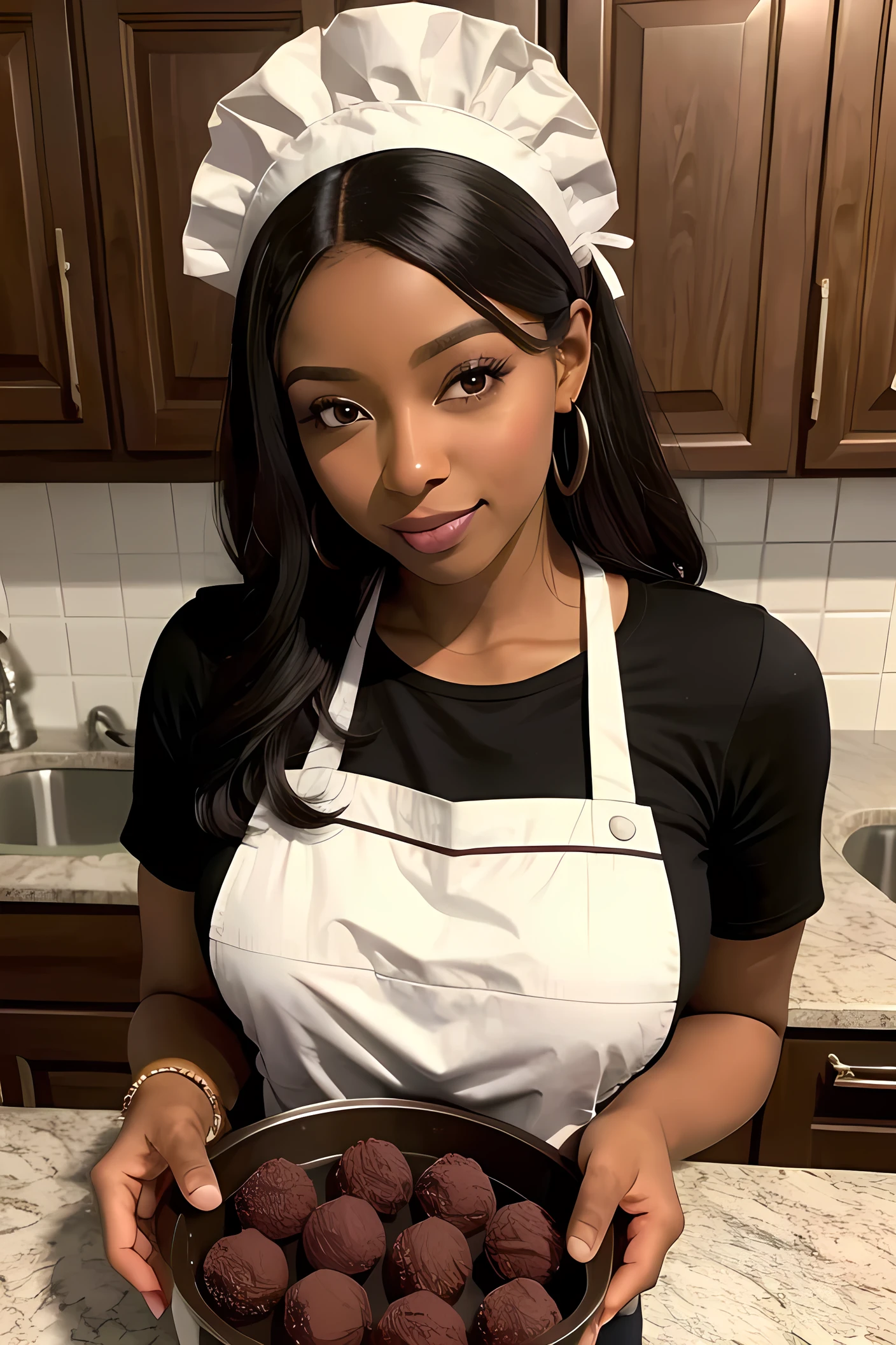 Belle femme afroamericain, longue chevelure, porte un tailleur noir, visage détaillé, visage parfait, corps parfait, taille fine, hanche large, femme élégante, mains parfaites, yeux en amandes, nez fin, grosses lèvres, focettes, très belle femme, (8k, photo réaliste, chef d’oeuvre, raw)
