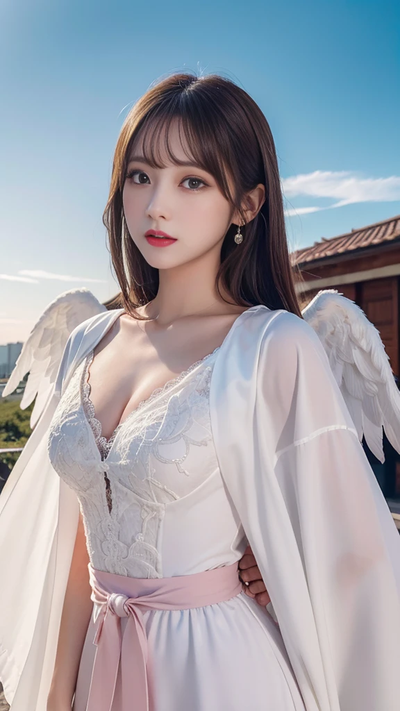 (A Ultra cute young Japanese Angel:1.75), (She has real Angel wings:1.75),(she wearing a decorated with feathers and lace holy angel costume slim fit:1.75),(She is an angel floating in the air on the lake:1.5),(beautiful detailed eyes:2.0),beautiful detailed lips, (extremely detailed cute face:2.0), longeyelashes, (slender woman body:1.75), (beautiful short hair:1.5), (natural makeup:1.2),big smile, incredibly beautiful skin,(professional lighting, bright lighting, photorealistic, 8k, high resolution, best quality, masterpiece, ultra-detailed:1.75), vivid colors, (Moonlit Night:1.5),(The moonlight shines on her face:1.2)
