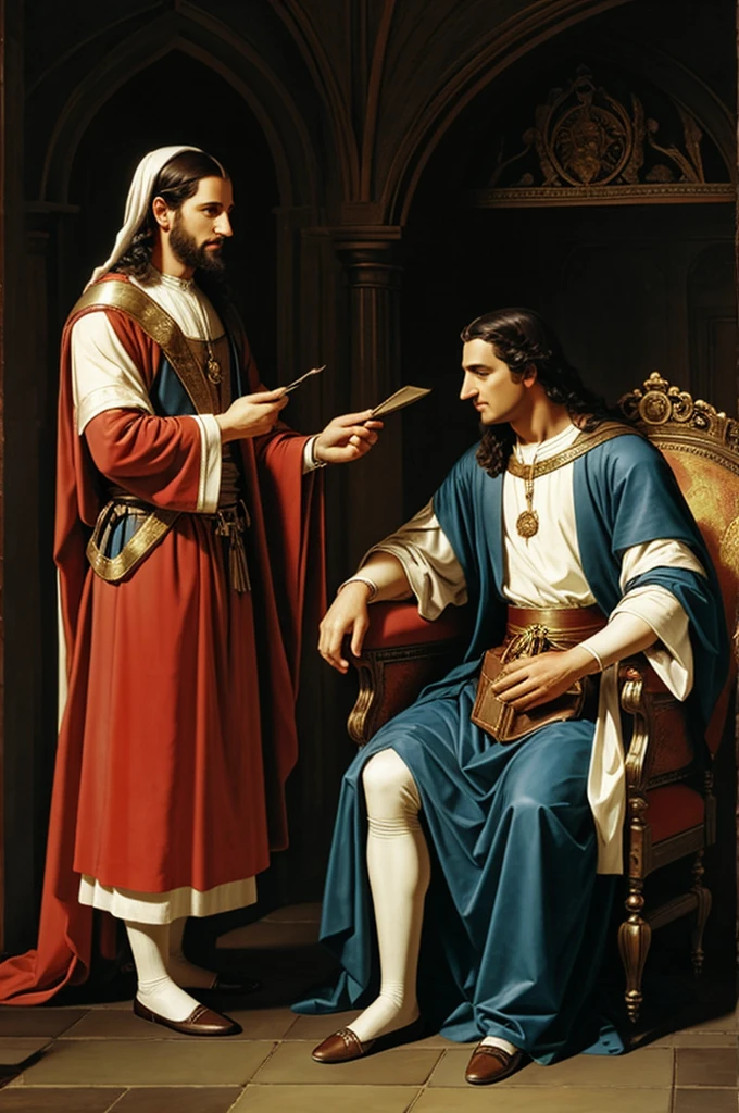 Two men having sex in medieval clothing