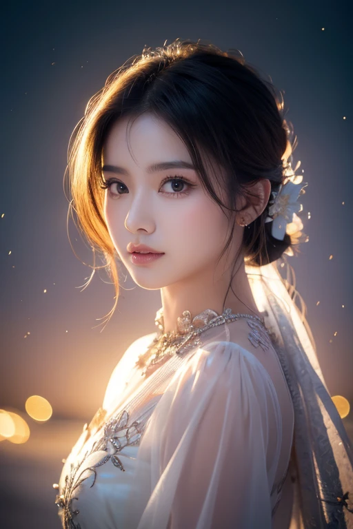 (Masterpiece:1.2), Best Quality, (illustration:1.2), (ultra detailed), hyper details, (delicate detailed), (intricate details), (cinematic light, Best Quality Backlights), Delete line, soloist, perfect body, (1 girl), She was like April sky, Sunrise in her eyes,  of light, Shining star, Fire in her heart, Brightest day, Melting snow, Breaking through the chill, (make up), High contrast, (better lighting, an extremely created and beautiful), (cinematic light), showy,