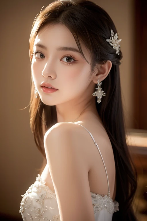 (Masterpiece:1.2), Best Quality, (illustration:1.2), (ultra detailed), hyper details, (delicate detailed), (intricate details), (cinematic light, Best Quality Backlights), Delete line, soloist, perfect body, (1 girl), She was like April sky, Sunrise in her eyes,  of light, Shining star, Fire in her heart, Brightest day, Melting snow, Breaking through the chill, (make up), High contrast, (better lighting, an extremely created and beautiful), (cinematic light), showy,