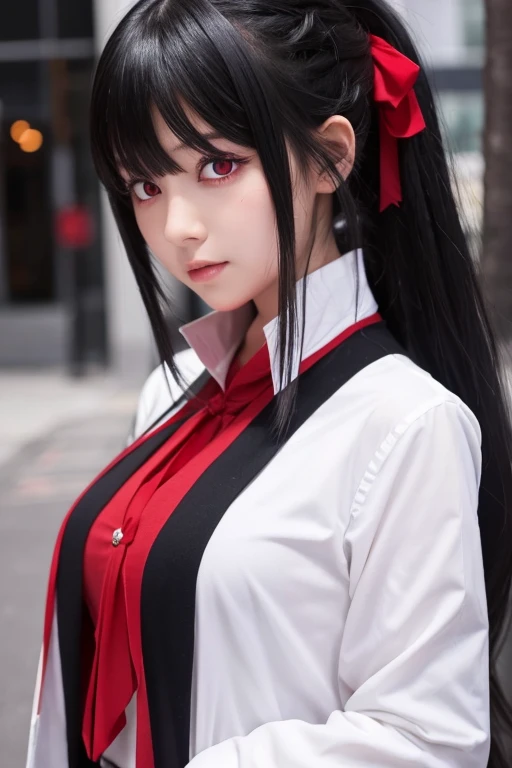 Black Hair The girl with the red eyes anime