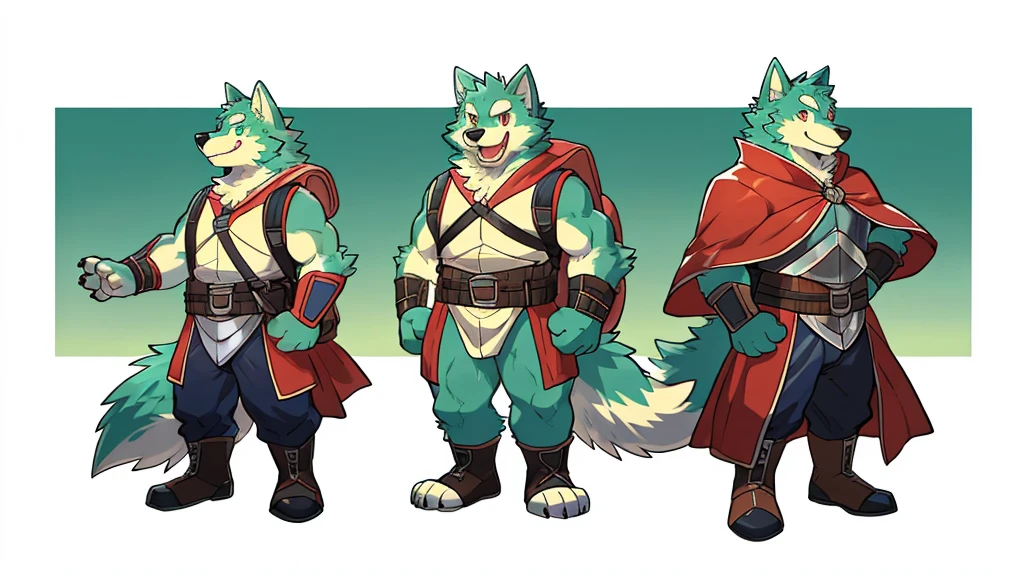 (dynamic pose:1.6), (ultra detailed), sharp focus, niji, eyesgod, furry, (green fur:1.5),  (((green bear))), (((green fur))), green hair, red eyes, beard, white eyebrows, , anthro (bear), male, middle-aged, white belly, tail, muscular, ((knight costume, long red cherry cloak)), ultra detailed face, high details, high quality, (best quality,4k,8k,highres,masterpiece:1.2),vivid colors, (close up:1.2), by takemoto arashi, by kamyuel, by milkytiger1145, by 69panda,dynamic lighting,(enchanted detail of colors), 8k wallpaper, anime illustration style, soft lighting, positive vibes, (((cute))),(groupshot:0.5), laughing, happy, joyful, ((four cartoon anthro(wolf) lined up with backpacks on their backs:1.5)), (line up:1.3), (side view:1.2), as adventurer, concept art by disney, Official illustration, soft lighting