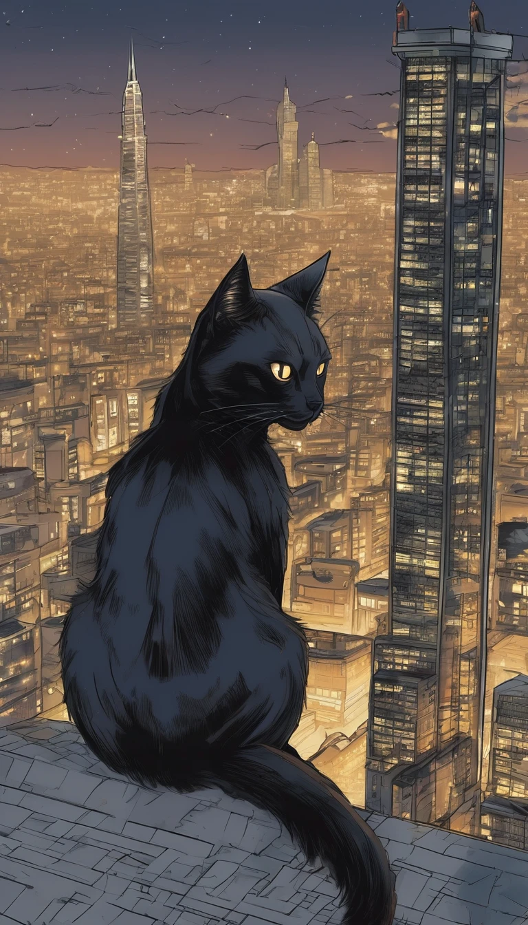 In a bustling city,
break
Cat Hall in a skyscraper々And sitting. It surveys its territory with the air of conquerors. Its eyes shine with inner fire, Piercing the veil at night. Its fur, Black as the night sky, Twinkle under the city lights. Cats are the undisputed rulers of this urban jungle.