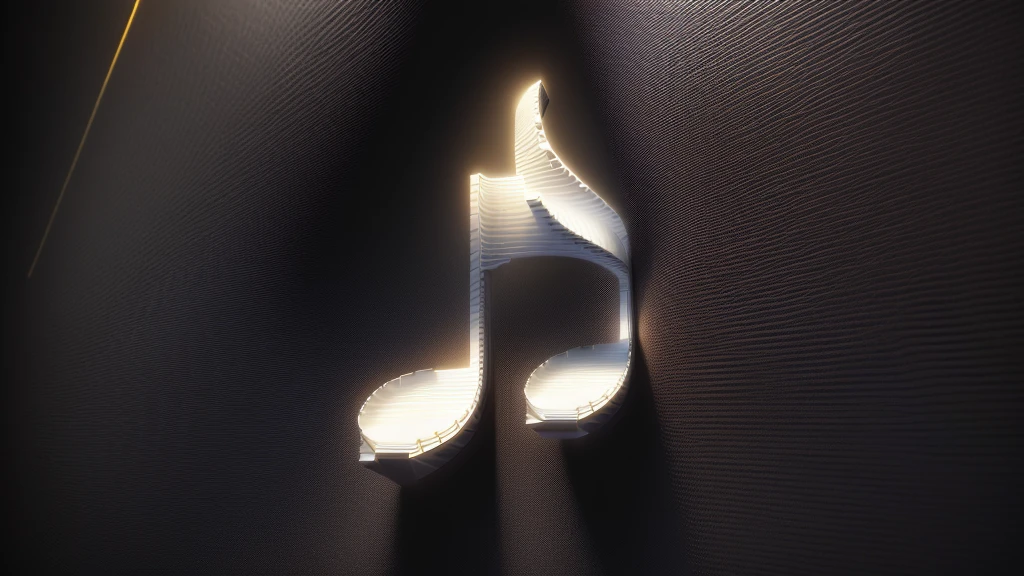 there is a white musical note with a black background, phonk music background, musical notes, plays music, music theme, music notes, music, music in the air, music album cover, ( ( ( ( 3D Rendering ) ) ) ), music is life, High-resolution wallpapers, Promotional Art, Artistic depiction, gold and silver tones, High Quality Wallpapers