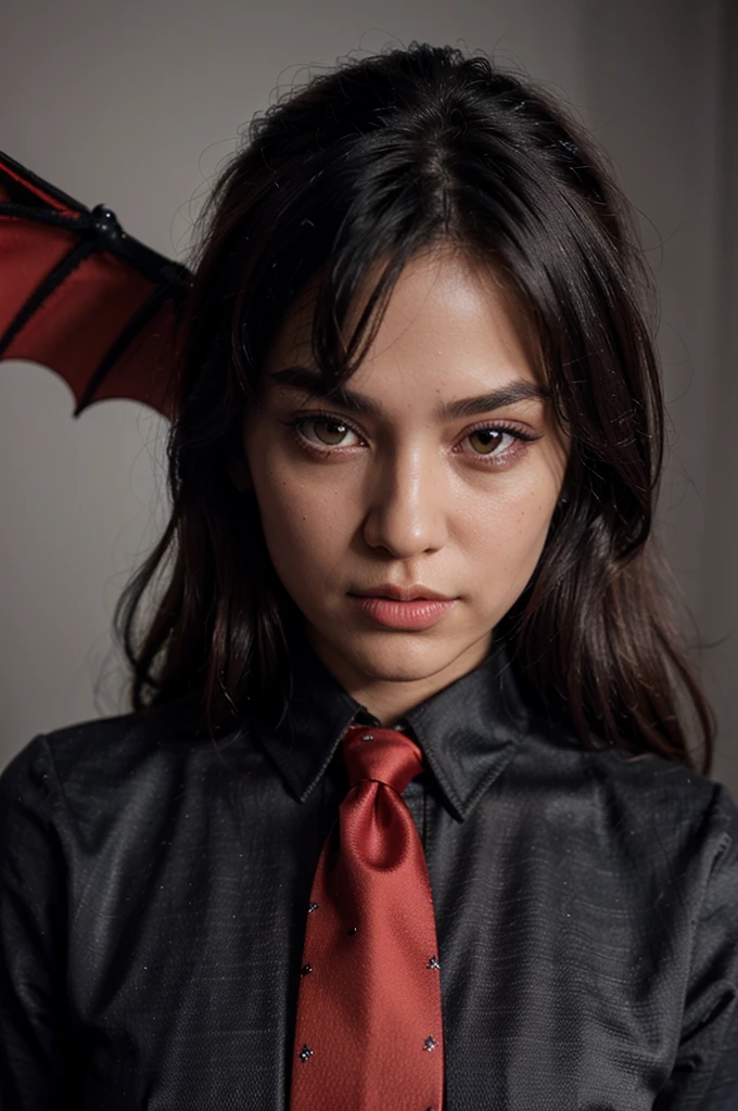 ((best quality)), ((masterpiece)), (detailed), perfect black dragon wearing a plain red tie with Sigma aura in a close-up and realistic style without wings