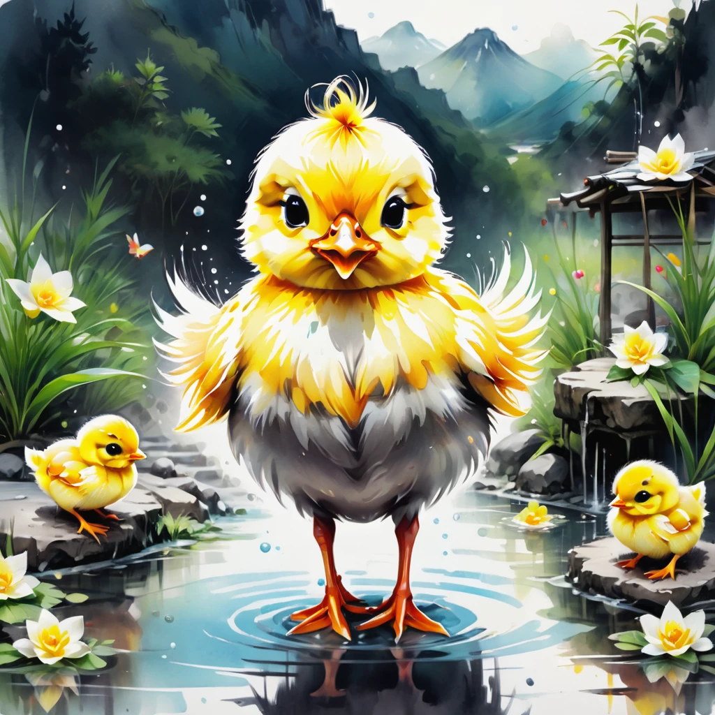 logo, a chick, cute, hot spring