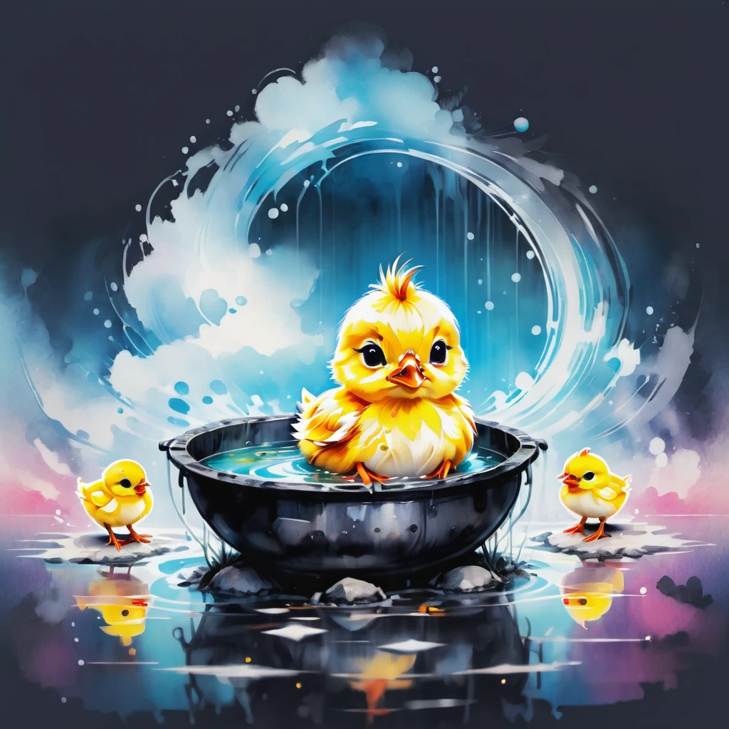 logo, a chick, cute, hot spring