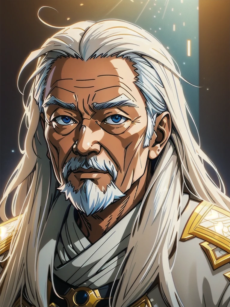 1 old man,anime version,full long white hair highly intricate detailed, light and shadow effects, intricate, highly detailed, digital painting, art station, concept art, smooth, sharp focus, illustration, advanced digital anime art, atmospheric lighting, detailed face, 8 k, hq, artstation, by makoto shinkai, stanley artgerm lau, wlop, rossdraws ”