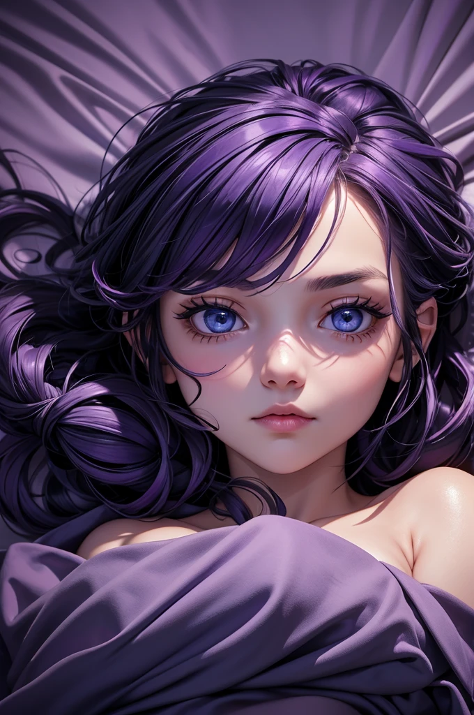 1girls,vermeil in gold,purple hair,not wearing cloth
