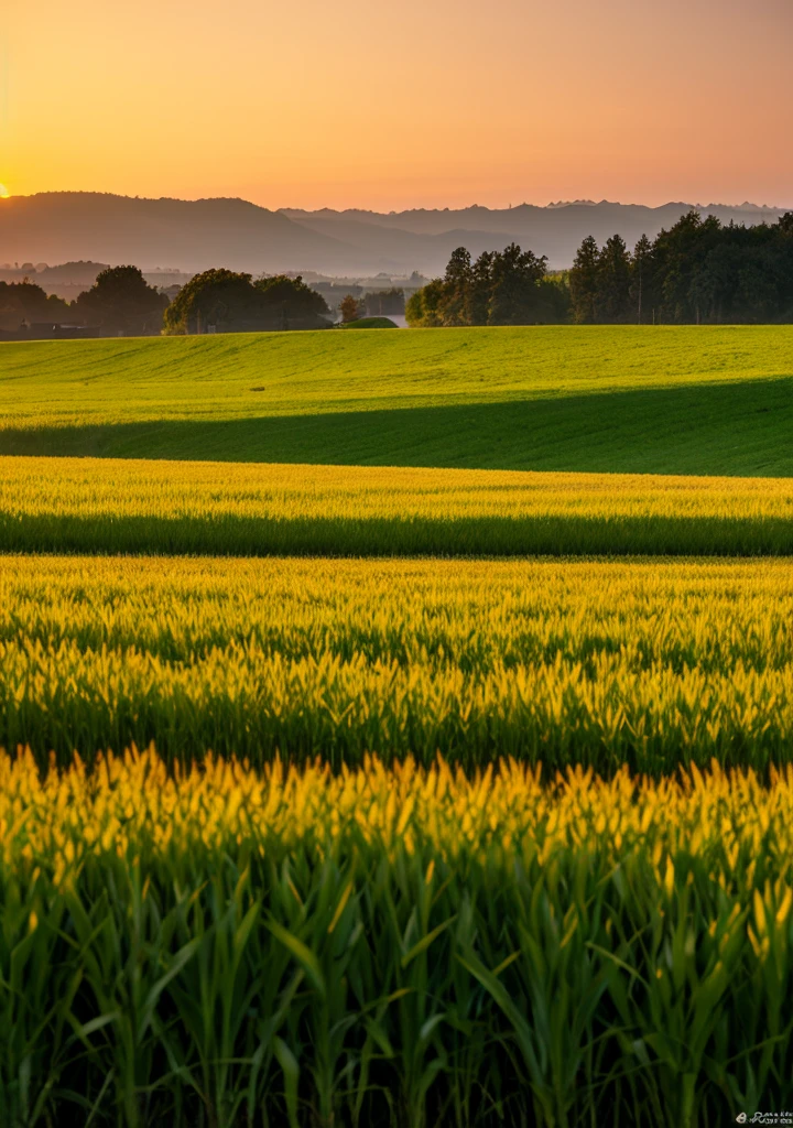 sunset,A wheat field,