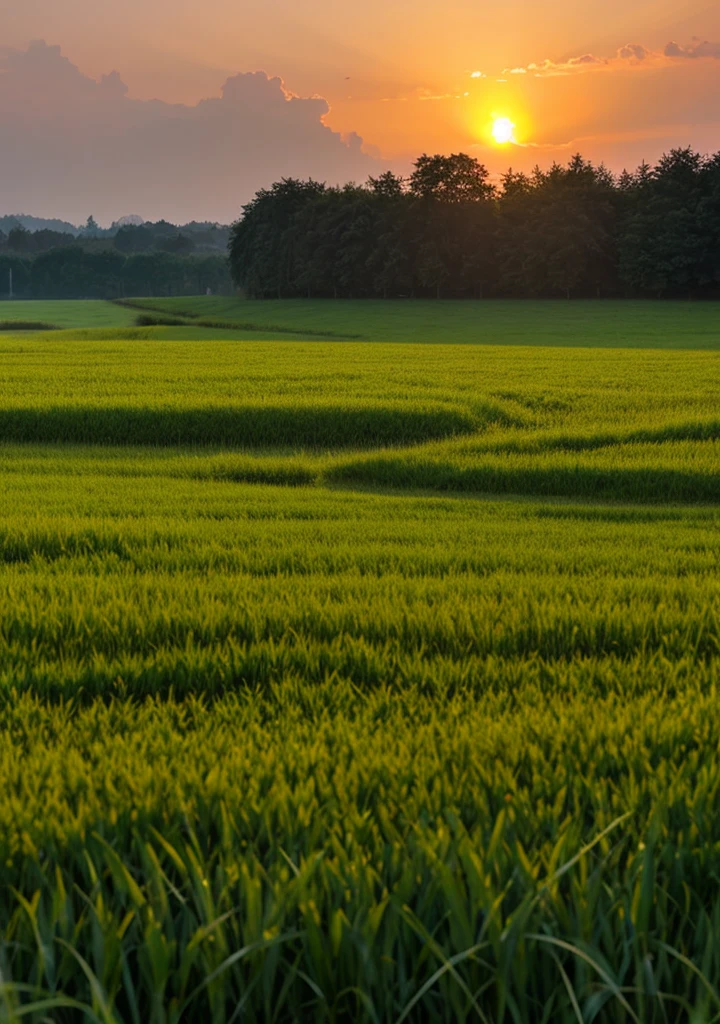 sunset,A wheat field,