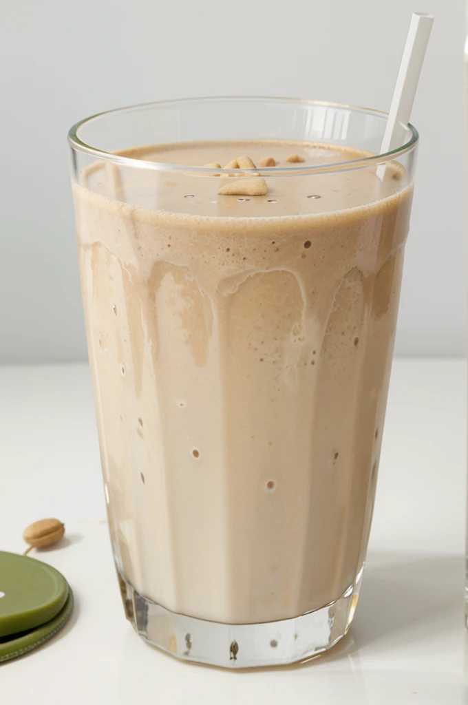 Peanut drink with milk, White background