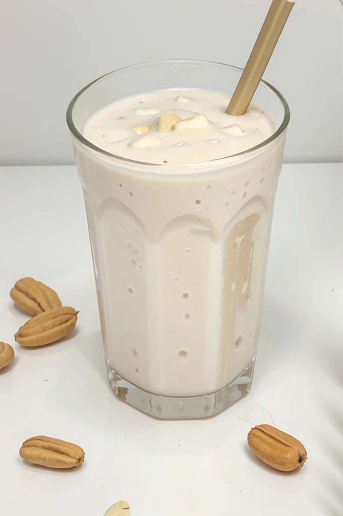 Peanut drink with milk, White background 
