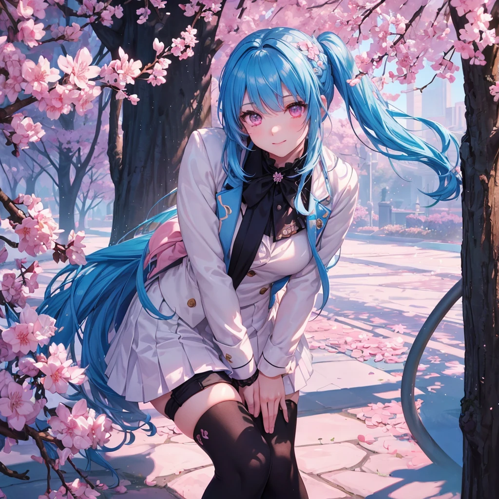 masterpiece, best quality, highres, iono1, 1girl, long hair, medium breasts, yellow jacket, off shoulder, hair ornament, bench, sitting,