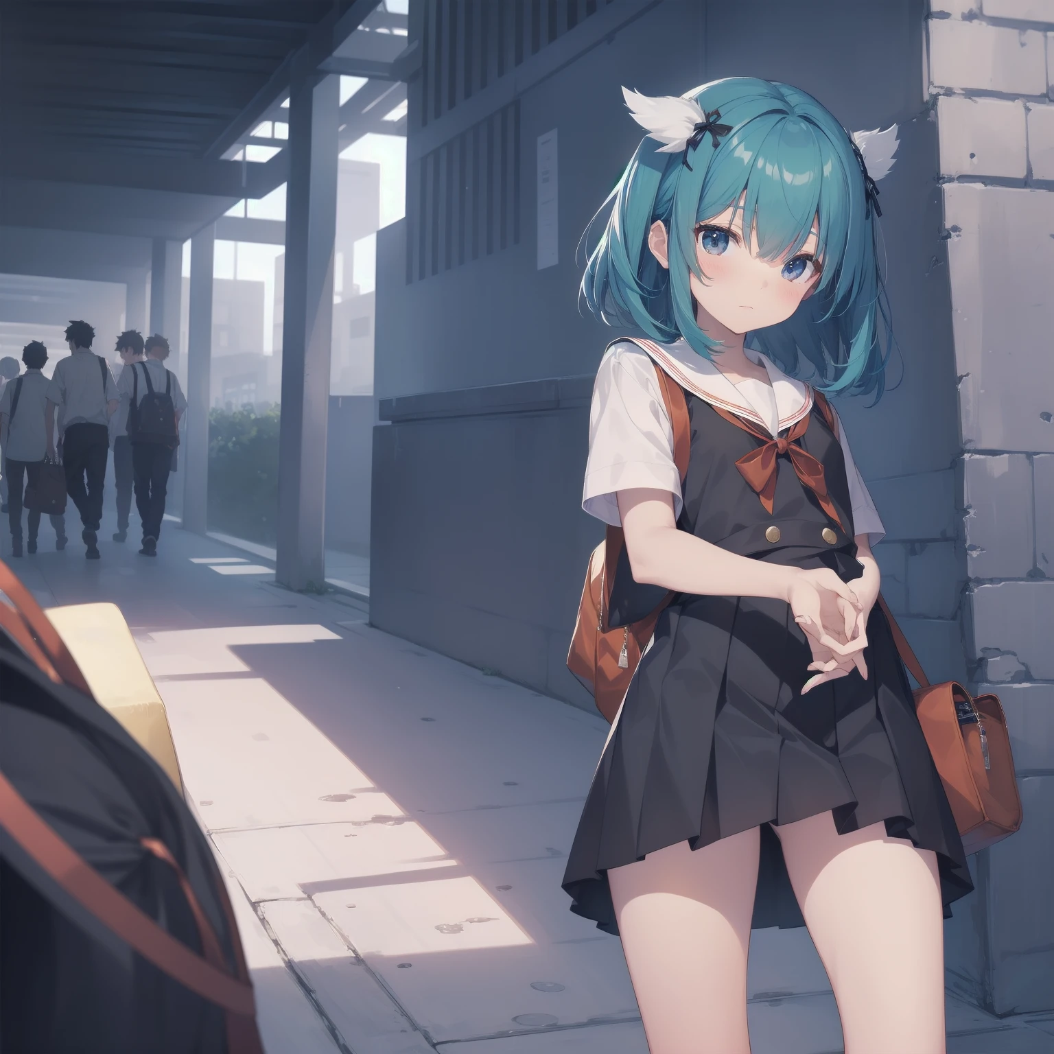 ultra-absurdres-Top quality by artist God, ultra-detailed, high resolution, anime moe artstyle, best anime 8k konachan wallpaper, pixiv contest winner, pool:2810, perfect anatomy,break, 1girl, (Please draw a girl walking sleepily to school alone. )break,(Solo,little female, 13-year-old:1.3),Full limbs, complete fingers,a junior high school student, (very short hair), short cut, flat chest, , small butt, small black eyes, beautiful detailed eyes, well-proportioned iris and pupils, expressive eyes, highres detailed hair, soft expression, salor school_uniform, sailor collar, serahuku, bow, pleated skirt,(Detailed Lighting), (Detailed background), in the School commute route. break,super detailed skin, Best cinematic lighting powered by famous artist, 8k,beauty illustration,photoshop_(medium),very aesthetic,break,((artist:toosaka_asagi )), artist:clamp ,artist:carnelian ,artist:kantoku ,